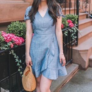 Chambray Faux Wrap Dress
